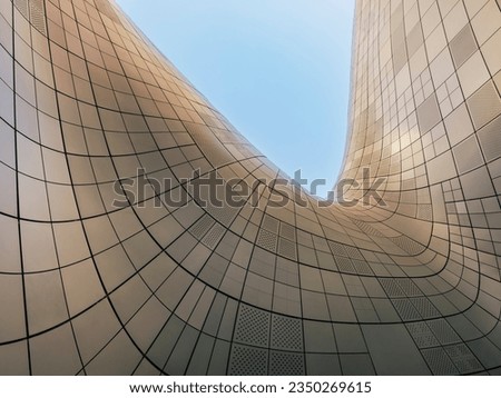 Architecture details Modern building Futuristic Metal wall design Curve and space