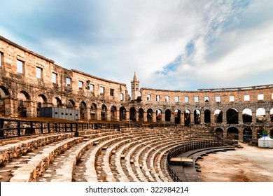 Architecture details of the Roman amphitheatre in Pula, Croatia, an arena similar to Colosseum of Rome