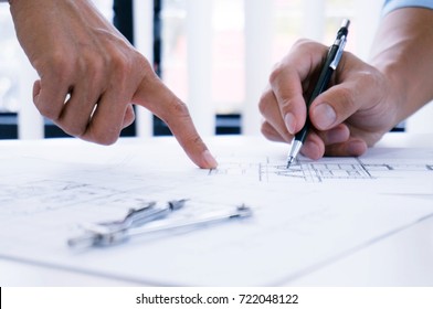 Architecture Drawing On Architectural Project Business Architecture Building Construction And People Concept