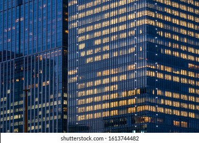 Architecture Exterior Modern Office Building Lighting Energy Efficiency Concept