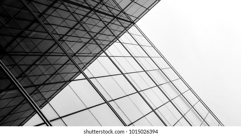 Architecture Of Geometry At Glass Window - Monochrome