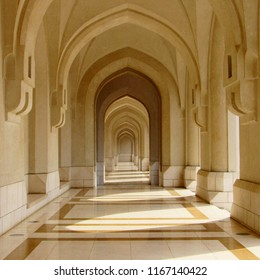 Architecture hallway near His Majesty the Sultan of Oman’s Palace