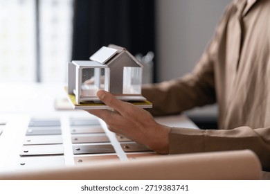 Architecture interior Man Creative project plan designer home and Choose interior materials 