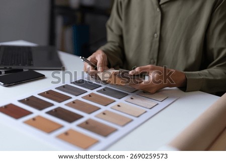 Architecture interior Man Creative project plan designer home and Choose interior materials 