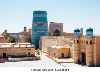 The architecture of Itchan Kala, the walled inner town of the city of Khiva, Uzbekistan. UNESCO World Heritage