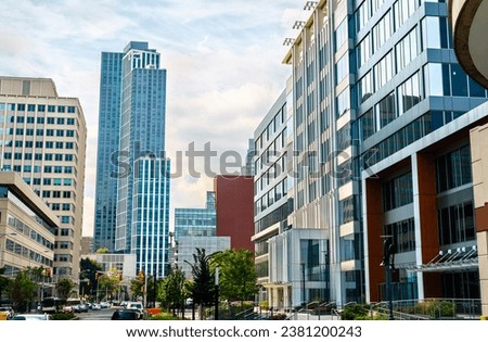 Architecture of Jersey City at Exchange Place in New Jersey, United States
