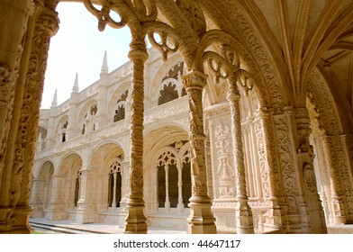 The architecture of the Mosteiro Dos Jeronimos, Lisbon, Portugal