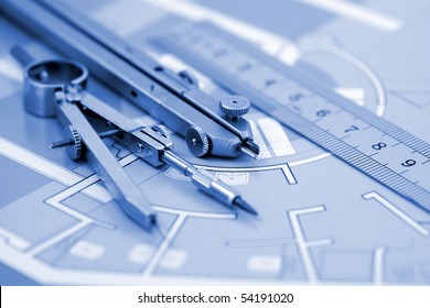 Architecture Plan Of Interior & Architect Work Tools