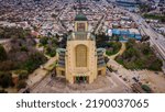 architecture of the religious temple of Maipu seen from a drone