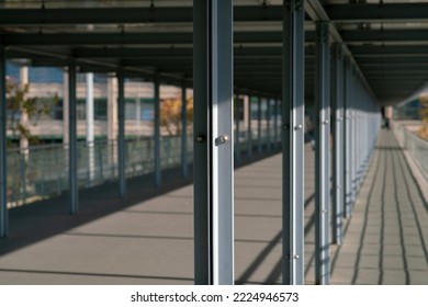 Architecture, special construction with steel beams, bolts and clamping nuts. Steel pillars formed by L-shaped sections joined by bolts - Shutterstock ID 2224946573