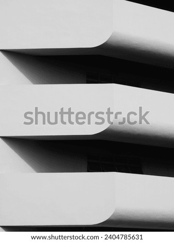 Architecture of the white building balcony, black and white style
