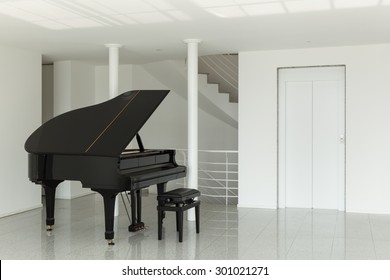 Architecture, Wide Hall With Grand Piano, Interior