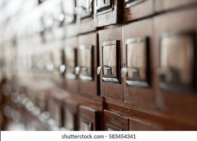 Archived old wooden cell in the library
