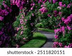 An archway made up of flowers