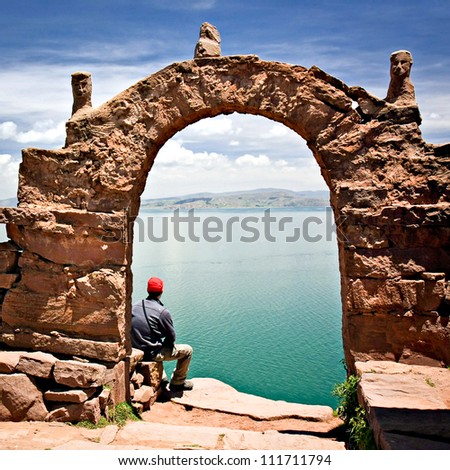 Archway on Taquile Island, Lake Titicaca Peru