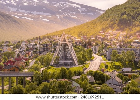 The Arctic Cathedral in Tromso, Norway during midnight sun in June month.