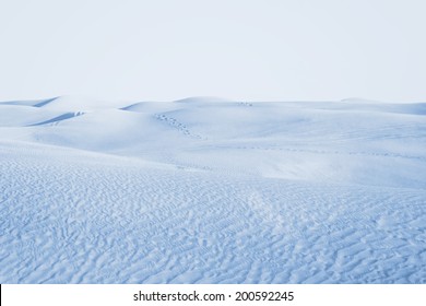 Arctic Desert. Winter Landscape With Snow Drifts.