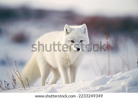Arctic fox in Canadian Arctic snow