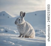 The Arctic Hare is a large species of hare adapted to survive in the extreme cold of the Arctic tundra and other polar regions. These hares have thick fur that changes color with the seasons, from