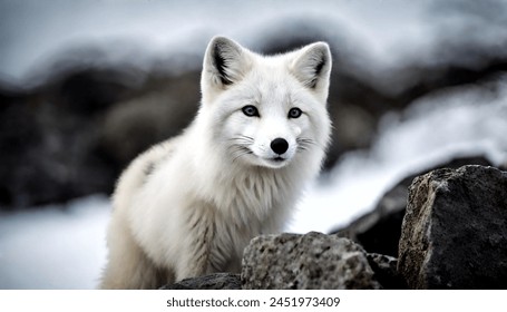 arctic little fox in snow 