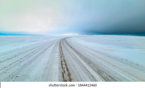 Arctic Road On Banks Island NT Canada Out Side Sachs Harbour Covered In Snow And Ice