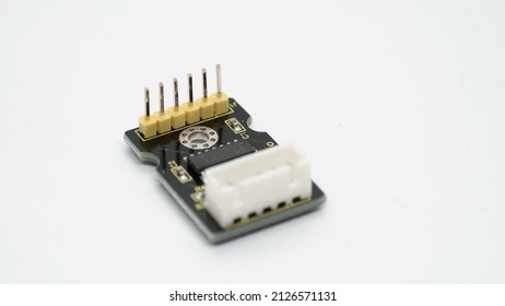 Arduino electronic component. Small single board computer, device for study at white isolated. Electronics diy robotics chip microcontroller board. - Shutterstock ID 2126571131