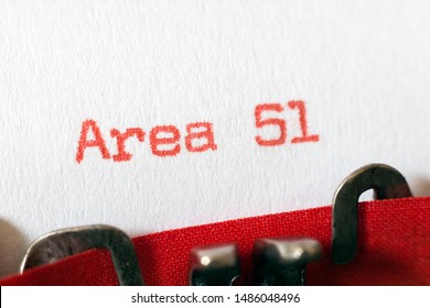 Area 51 Typed On Typewriter On Red