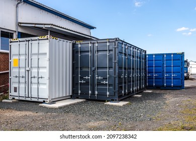 Areal with big metal container for renting  - Shutterstock ID 2097238342