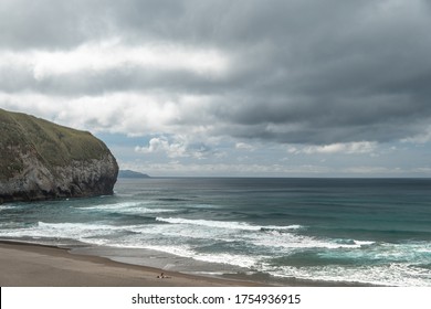 Areal de Santa Barbara - a pretty black sand beach on the north coast of Sao Miguel Island, Azores, Portugal