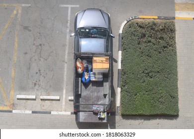 Areal Top View Of An Open Pickup Truck