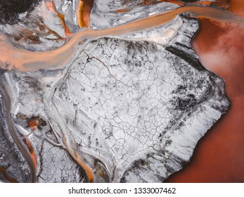 Areal View Of Coal Ash Slurry From A Of Thermal Power Plant Flowing In To A Storage Lake