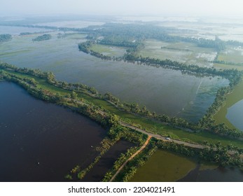 Areal View Of Kerala Backwaters And Wetlands Kumarakom.