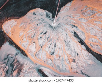 Areal View Of A Of Thermal Power Plant Coal Ash Slurry Storage Lake