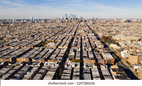 Areal View Of The Urban Sprawl And Row Houses In South Philly Pennsylvania