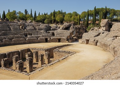 The arena in the amphitheater of Italica, an archaeological site at the outskirts of Seville