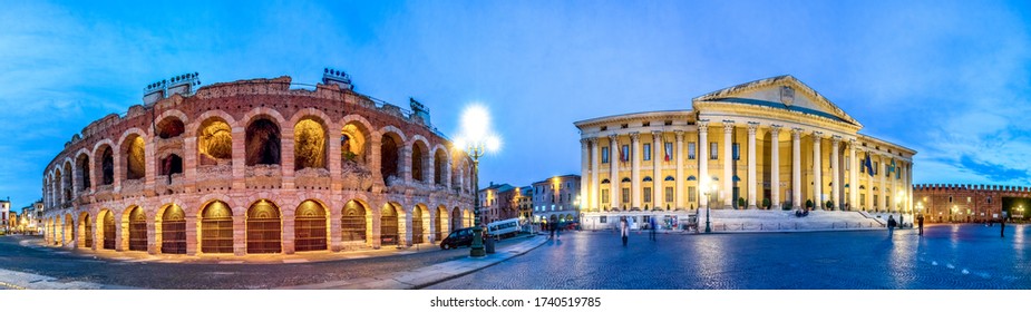 Arena and Palazzo Barbieri in Verona Italy 
