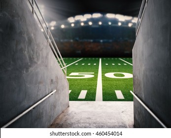 Arena Tunnel With American Football Field