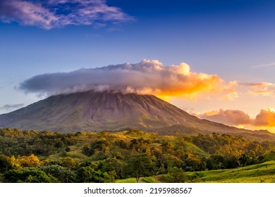 Arenal volcano under the clouds, Costa Rica. - Shutterstock ID 2195988567