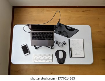 Arequipa, Arequipa, Peru. July 6th 2020. Clean And Ergonomic Home Office Set Up. Wireless Equipment. Second Clip-on Monitor.