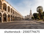 
Arequipa portal and cathedral in the morning without people