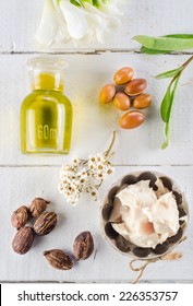 Argan Fruits And Oil, Whit Shea Nuts And Butter