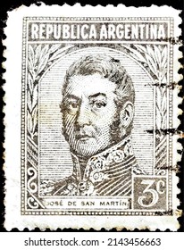 Argentina, Circa 1939: Postage Stamp Showing José Francisco De San Martín (1778-1850), General.