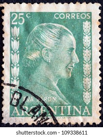 ARGENTINA - CIRCA 1952: A Stamp Printed In Argentina Shows Eva Peron, Circa 1952.