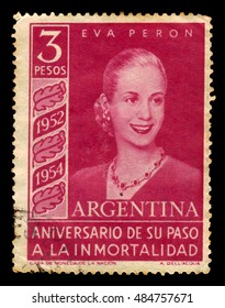 Argentina - CIRCA 1954: A Stamp Printed In Argentina Shows Eva Peron, First Lady Of Argentina, Circa 1954