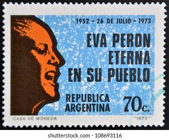 ARGENTINA - CIRCA 1973: A Stamp Printed In Argentina Shows Eva Peron, Circa 1973