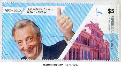 ARGENTINA - CIRCA 2011: Stamp Printed By Argentina, Shows Dr. Nestor, Carlos Kirchner, Circa 2011