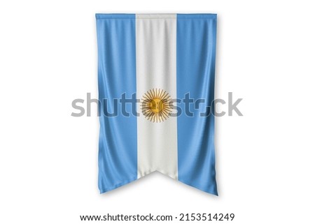 Argentina flag hang on a white wall background. - image.