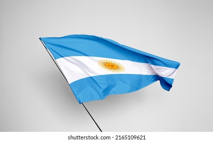 Argentina Flag Isolated On White Background With Clipping Path. Flag Symbols Of Argentina. Flag Frame With Empty Space For Your Text.