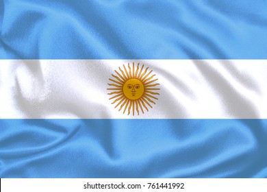 Argentina Flag ,with Waving Fabric Texture