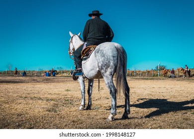 Argentine Gaucho With Hat On Horse